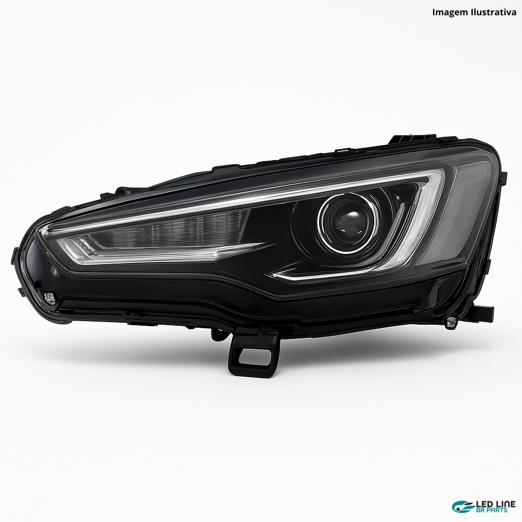 Faróis LED para Mitsubishi Lancer e EVO X 2008-2020 - DRL com Sinal de Giro Sequencial