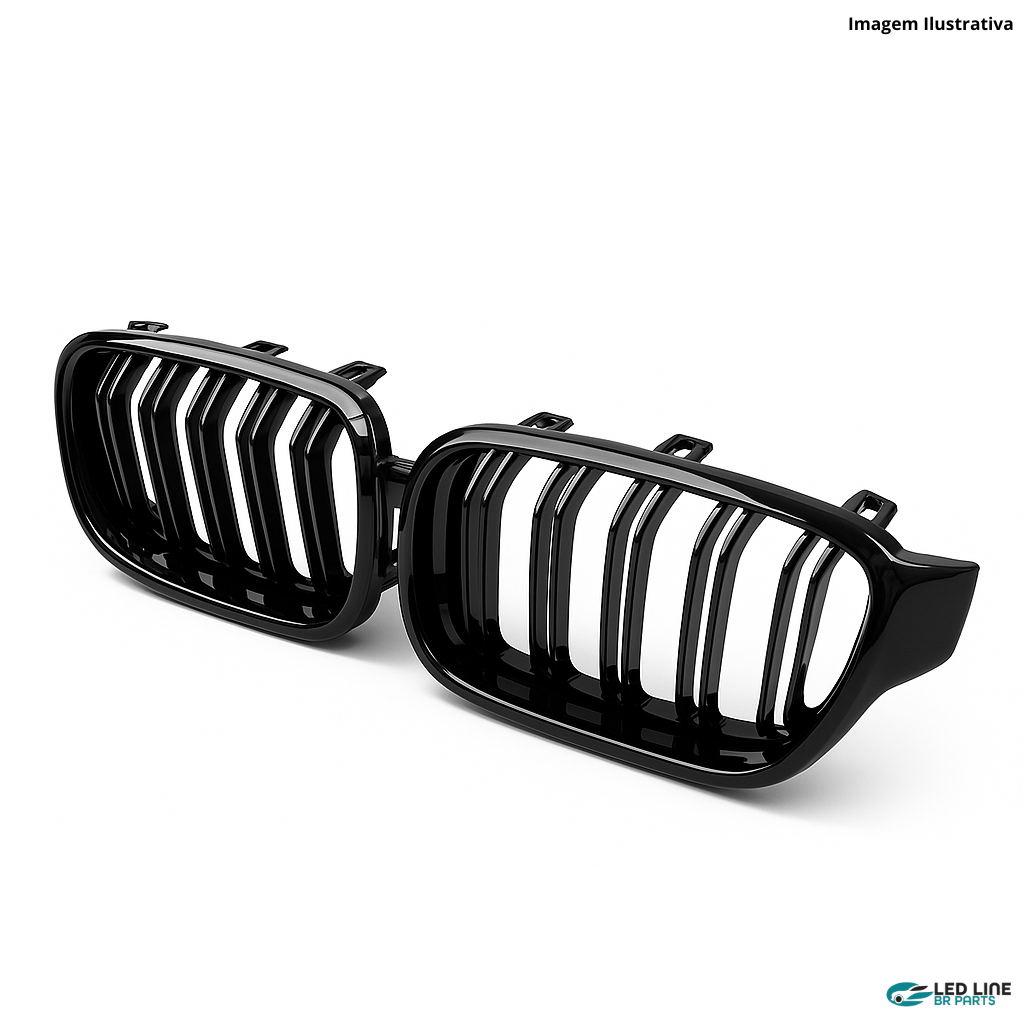 Grade Frontal BMW Série 3 F30/F31/F35 (2012-2018) - Barras Paralelas em Preto Brilhante para Substituição e Upgrade