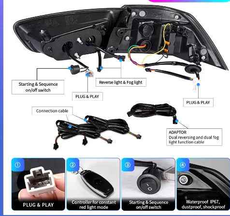 PAR lanterna Dinâmica LED para Mitsubishi Lancer EVO-X (2008-2018) – VALOR REFERENTE AO PAR