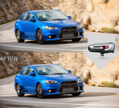 Faróis LED para Mitsubishi Lancer e EVO X 2008-2020 - DRL com Sinal de Giro Sequencial