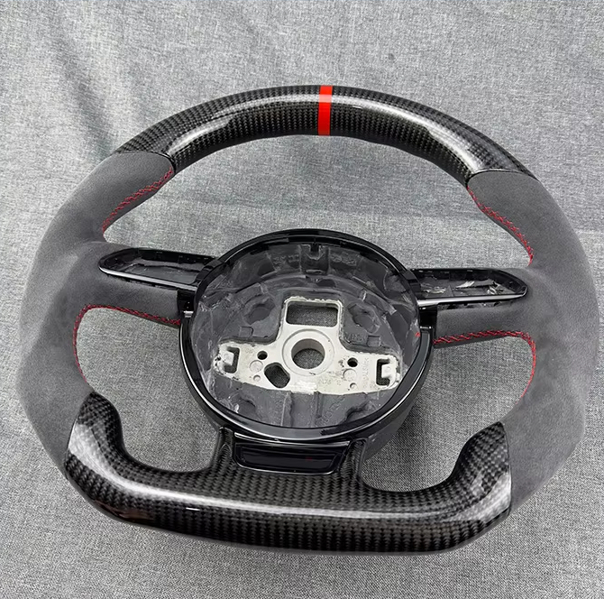 Volante de Couro Perfurado com Fundo Plano para Audi