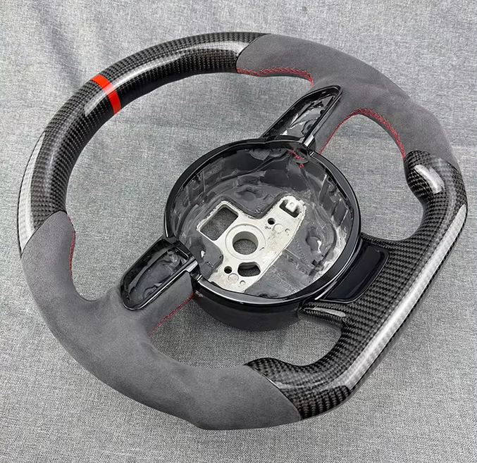 Volante de Couro Perfurado com Fundo Plano para Audi