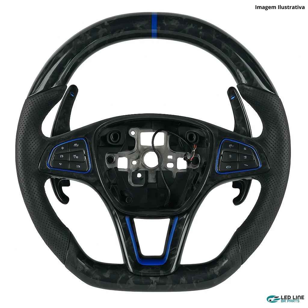 Volante Personalizado de Fibra de Carbono com LED para Ford Focus RS, ST e Kuga (2014-2017)