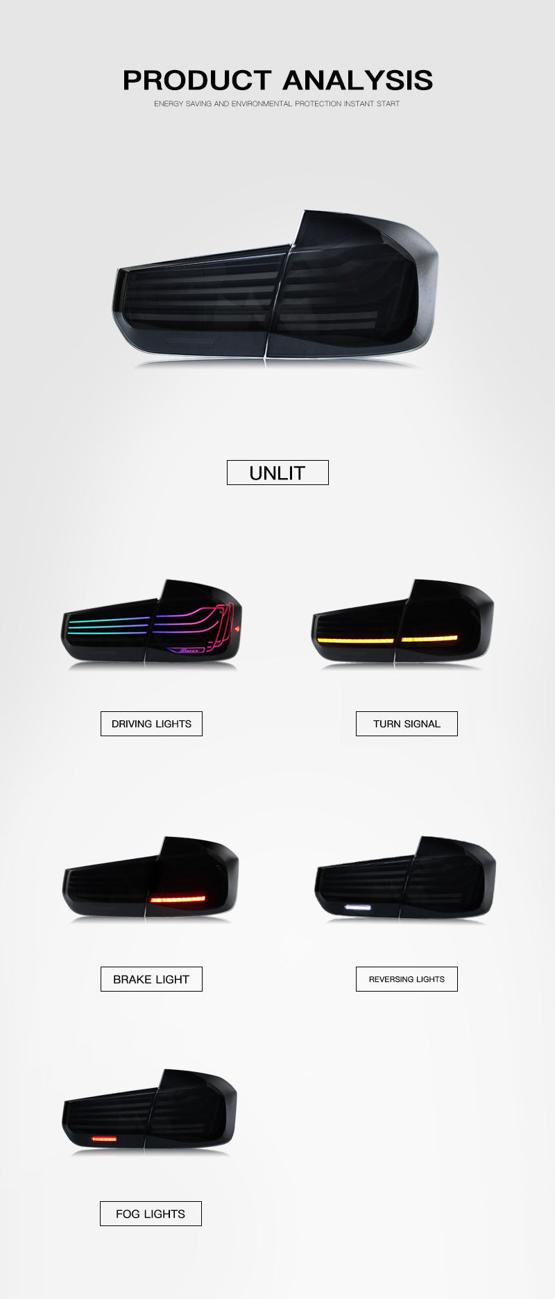 Par de Lanterna traseira LED RGB CSL Suspenso para BMW Série 3 F30 (2013-2018)