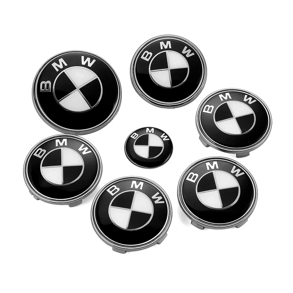 Emblemas BMW Premium 7 Peças - E90 E60 X1 X3 X5 X6 F30 G30 - Visual Exclusivo Fibra Carbono