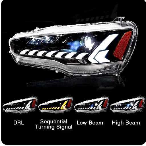 Par de Faróis LED para Mitsubishi Lancer EVO-X (2008-2018) – Peças de Tuning e Estilo Automotivo