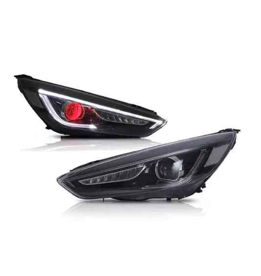 Luz de Carro LED Farol para Ford Focus 2015-2017 - Alta Qualidade com DRL Azul e Olhos de Demônio