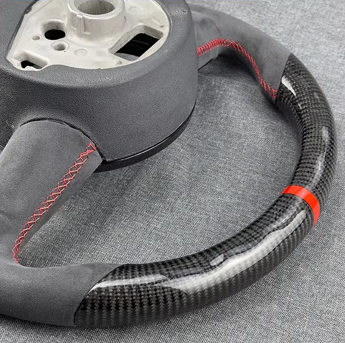 Volante de Couro Perfurado com Fundo Plano para Audi